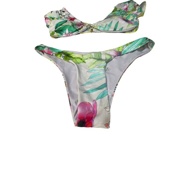 Floral Print Tinibikini Womens Bikini Set With Ring Detail In Large Size New - Picture 4 of 6